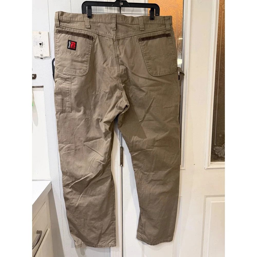 Wrangler Riggs Workwear Carpenter Pants Tan Ripstop Utility Trousers Mens